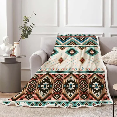 Southwestern Aztec Geometric Pattern Blanket for Tribal Style Lovers