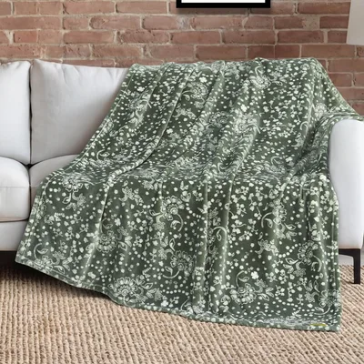 Green Bandana Pattern Blanket: Classic Floral Print for Western Style