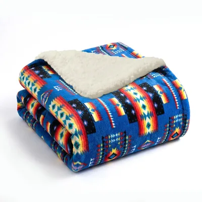Blue Aztec Southwestern Pattern Blanket: Bold Geometric Design