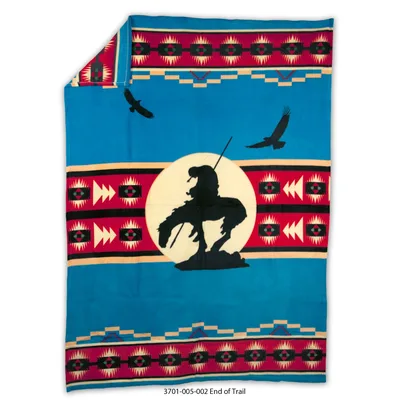 End of Trail Native Blanket featuring a western horse silhouette