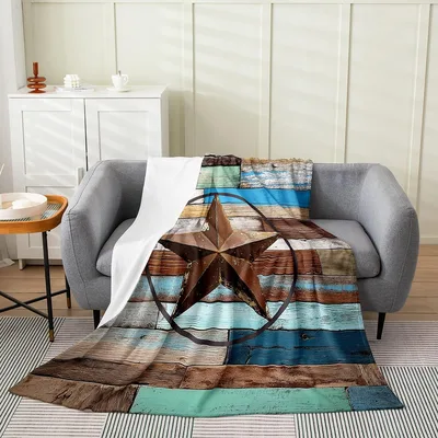 Texas Star Western Wood Blanket Rustic Star Design