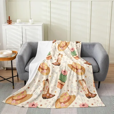 Cowboy Boots and Hats Blanket featuring floral cowboy hats