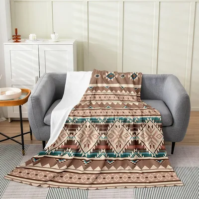 Southwestern Tribal Arrow Pattern Blanket for Rustic Home Decor