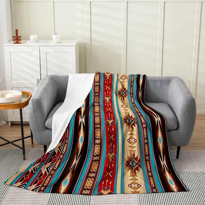Aztec Tribal Diamond Pattern Blanket: Southwestern Geometric Throw