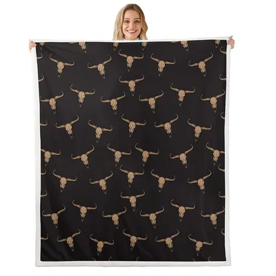 Longhorn Bull Skull Pattern Blanket for Western Decor Lovers