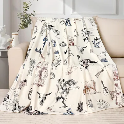 Western Cowboy Horses Pattern Blanket