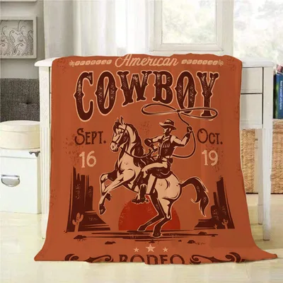 Vintage Cowboy Rodeo Poster Blanket: Retro Western Art Design