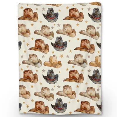 Cowboy Hats and Boots Pattern Blanket: Watercolor Western Style