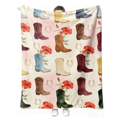 Cowboy Boots and Horseshoes Blanket featuring colorful western boots