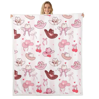 Cowgirl Hats and Cherries Blanket: Sweet Western Pattern for Your Sofa