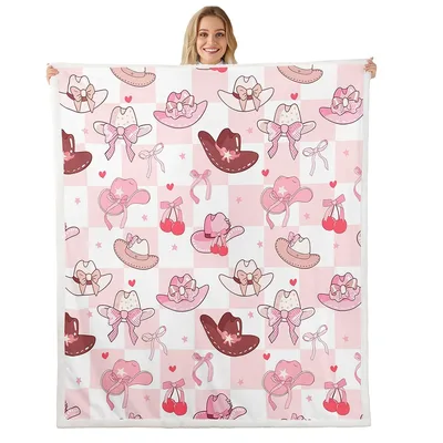 Cowgirl Hats Pink Bows Blanket featuring western hats