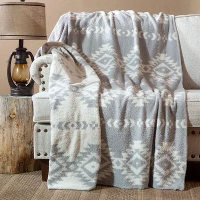 Gray Aztec Diamond Pattern Blanket for Southwestern Style