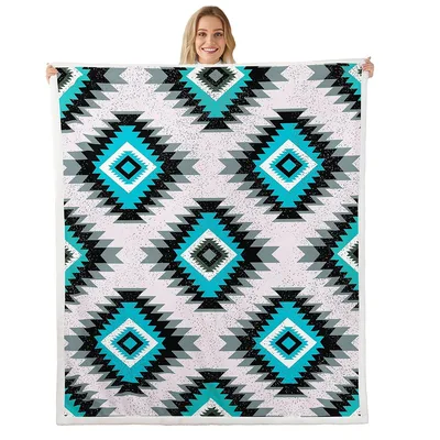 Turquoise Diamond Southwest Pattern Blanket