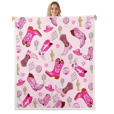 Pink Cowgirl Boots Pattern Blanket No. 2