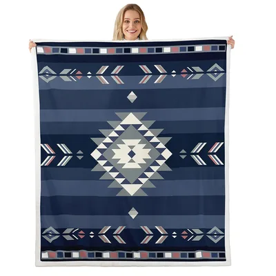 Southwest Geometric Pattern Blanket with Tribal Diamond Motif