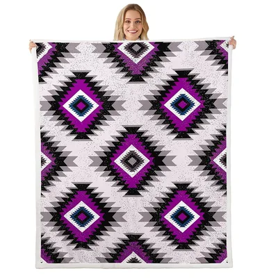 Purple Southwest Diamond Pattern Blanket: Geometric Art for Your Space