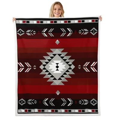 Red Southwest Native Diamond Blanket: Geometric Art for Your Home