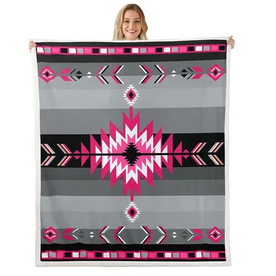 Southwest Pink Medallion Pattern Blanket: Bold Geometric Design