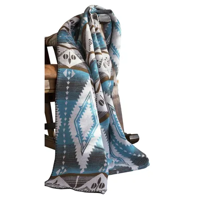 Turquoise Earth Southwest Pattern Blanket: Geometric Tribal Design