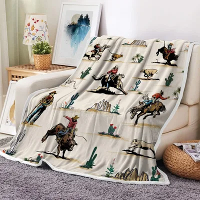 Cowboys and Horses Pattern Blanket No. 2 – Cowboys