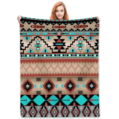 Aztec Geometric Tribal Pattern Blanket: Southwestern Design