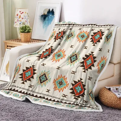 Southwestern Geometric Navajo Pattern Blanket for Western Home Decor