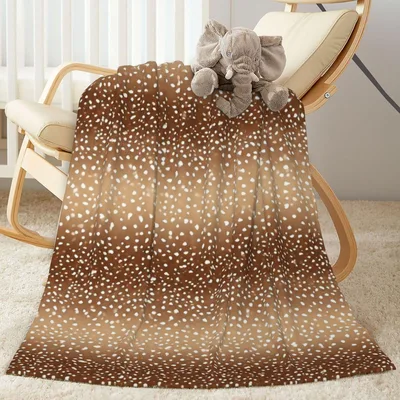 Deer Hide Print Pattern Blanket: Nature-Inspired Fleece Design