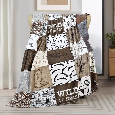 Wild at Heart Western Blanket: Patchwork Cowboy Design