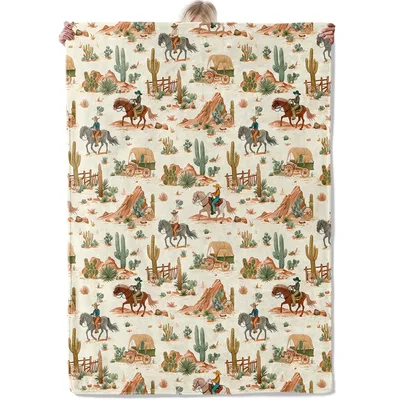 Cowboy Desert Scene Pattern Blanket: Western Art for Your Home