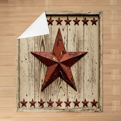 Rustic Barn Star Blanket: Weathered Wood and Rusty Metal Design