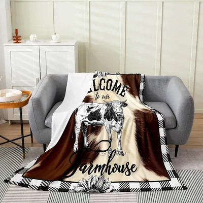 Cow Fur Blanket: Welcome to Our Farmhouse Design with Cattle Art
