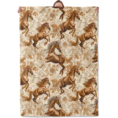 Western Horses Floral Pattern Blanket