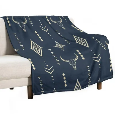 Bull Skull Aztec Pattern Blanket No. 2