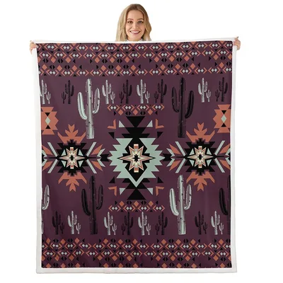 Southwestern Aztec Cactus Pattern Blanket No. 2