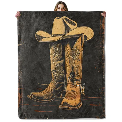 Cowboy Hat and Boots Blanket: Western Style Throw