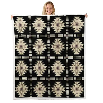 Black and Cream Aztec Blanket: Bold Southwestern Geometric Design