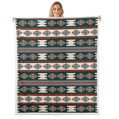 Southwestern Tribal Stripes Pattern Blanket for Western Home Decor
