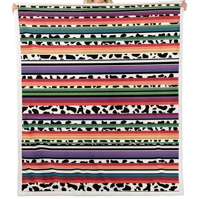 Rainbow Stripes and Cowhide Blanket: Bold Farmhouse Style