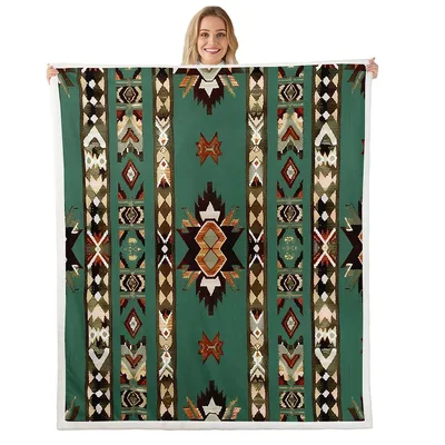 Southwestern Tribal Stripes Blanket: Geometric Western Art Design