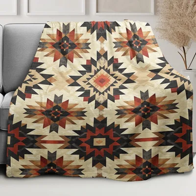 Southwestern Geometric Pattern Blanket for Rustic Home Decor