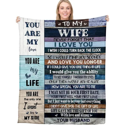 Romantic Gift for Wife Blanket To My Wife Love Letter Design