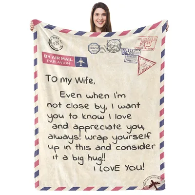 Wife Love Letter Blanket: A Personal Air Mail Design for Her