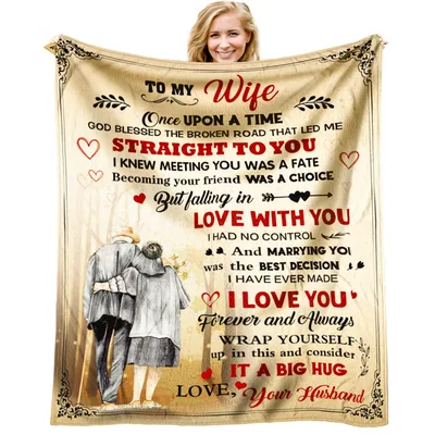 Wife from Husband Blanket Romantic Love Letter Design