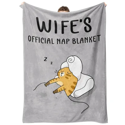 Wife's Sleepy Orange Cat Blanket: Official Nap Design for Cozy Days