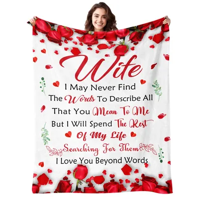 Wife Romantic Love Roses Blanket: A Romantic Quote with Red Roses