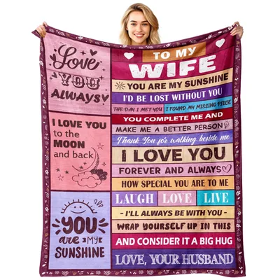 Wife Love Letter Blanket features a colorful patchwork
