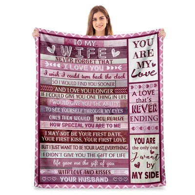 Wife Love Letter Romance Blanket features a heartfelt poem