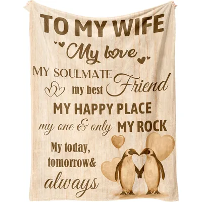 Wife Romantic Penguins Love Blanket - To My Wife Soulmate Design