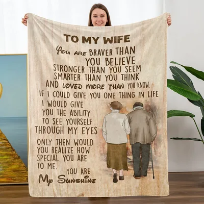 Wife Letter Sentimental Poem Blanket features a touching