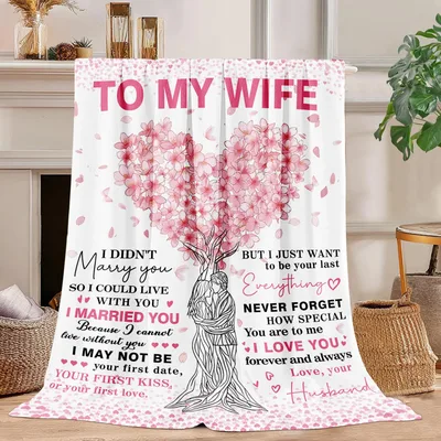Romantic Wife Anniversary Blanket To My Wife Heart Tree Design